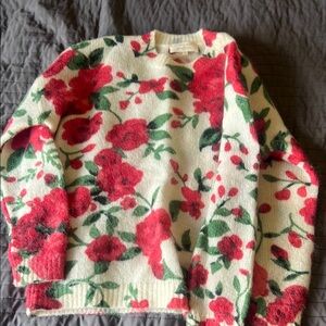 Floral Red and Green Sweater Sezane